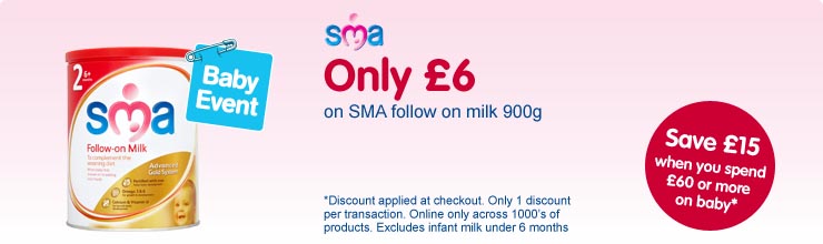 Only £6 on SMA follow on milk 900g 
